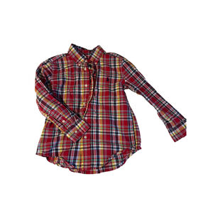 Preowned, Ralph Lauren Long Sleeve Button Down Shirt Boys Red Plaid, size 5